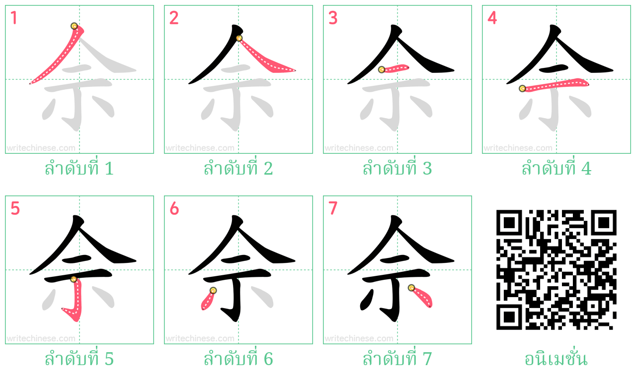 佘 ลำดับการเขียน