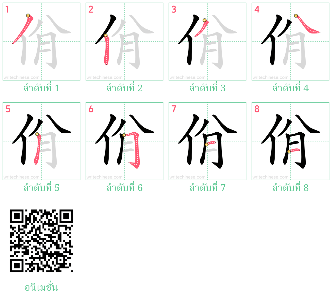 佾 ลำดับการเขียน