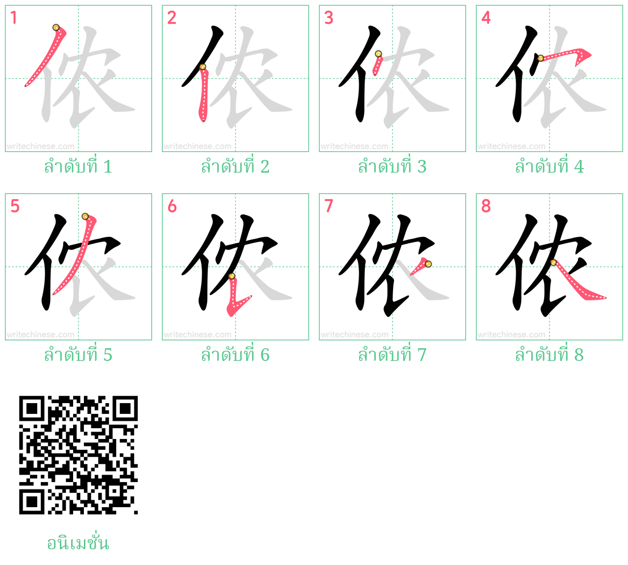 侬 ลำดับการเขียน