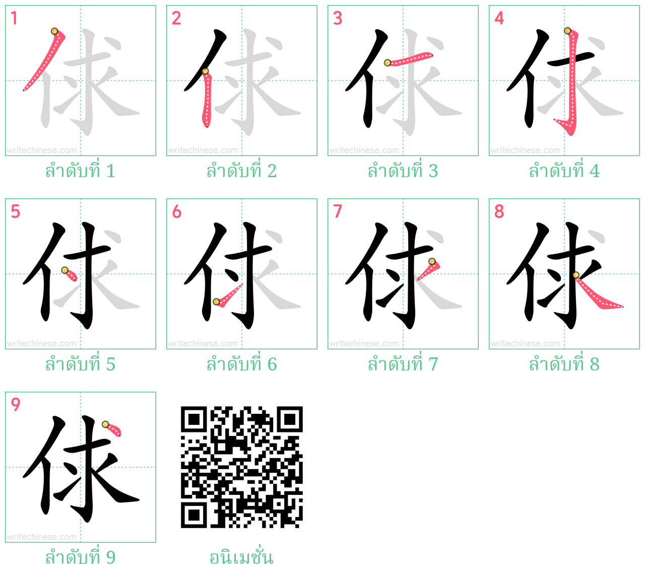 俅 ลำดับการเขียน