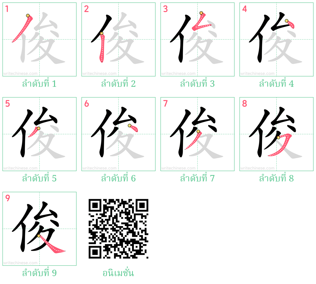 俊 ลำดับการเขียน