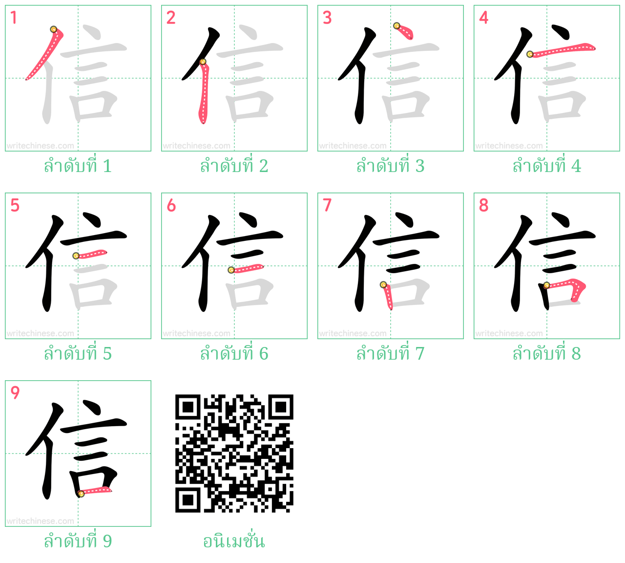 信 ลำดับการเขียน