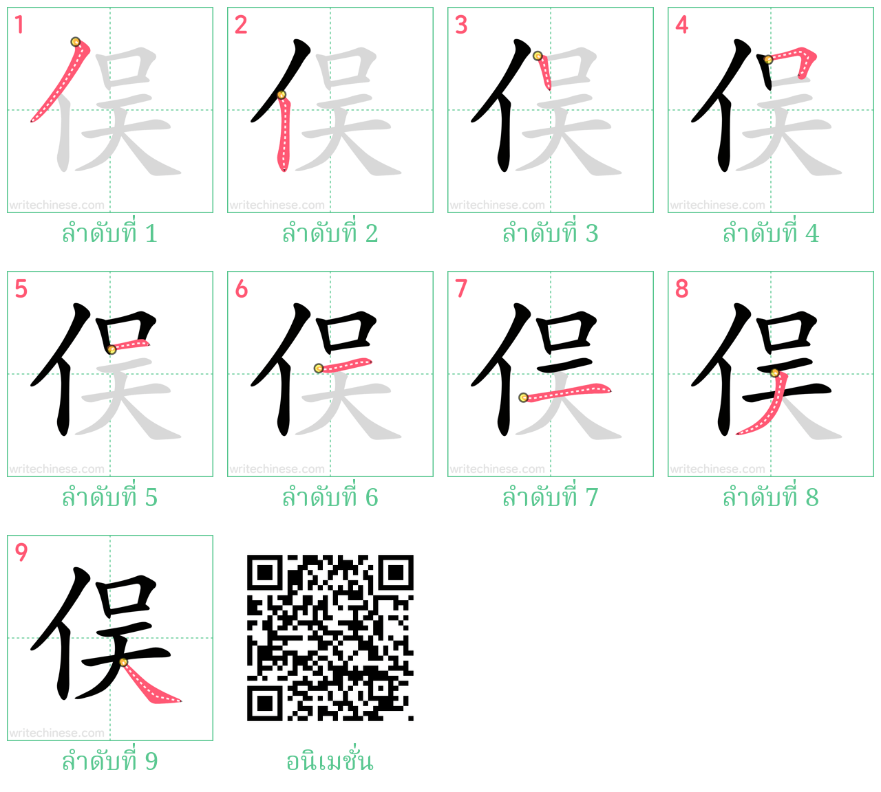 俣 ลำดับการเขียน