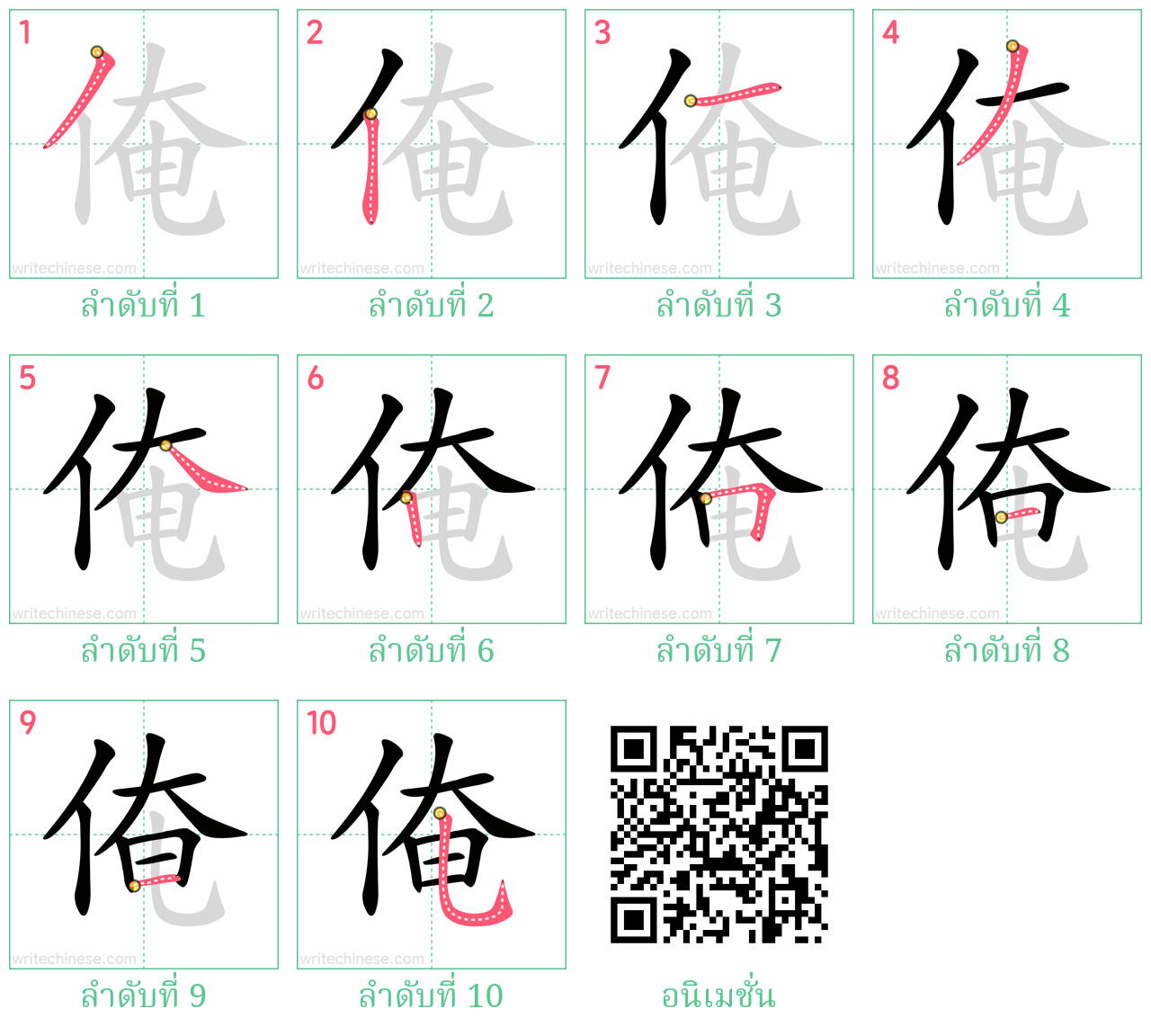 俺 ลำดับการเขียน