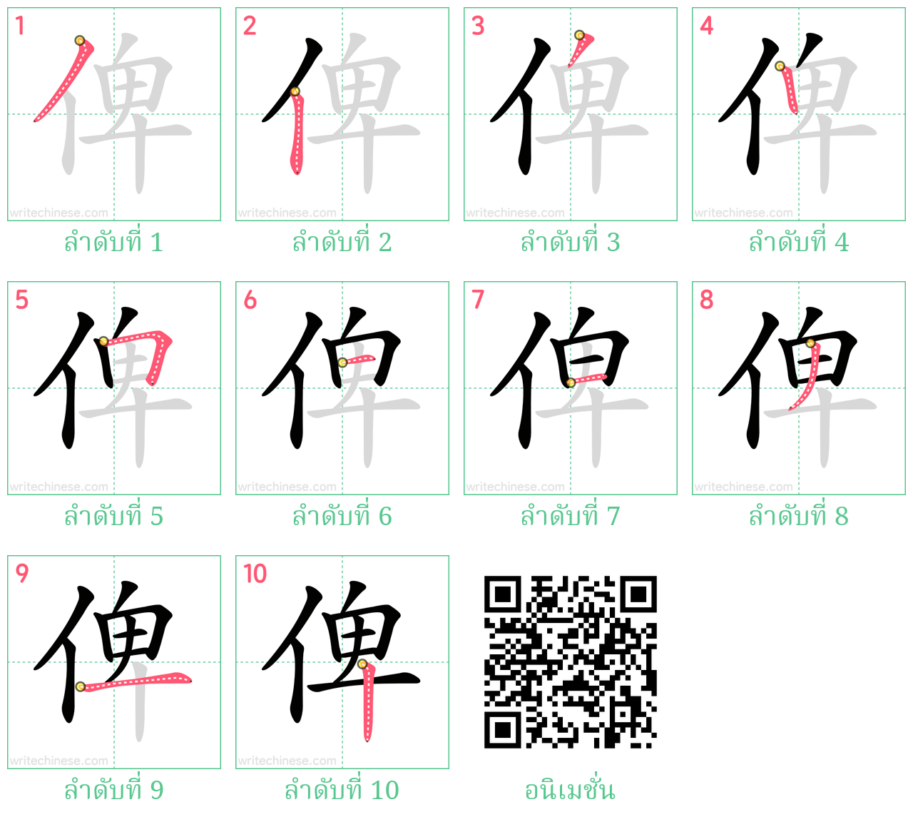 俾 ลำดับการเขียน