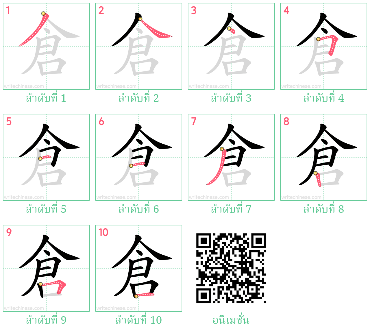 倉 ลำดับการเขียน