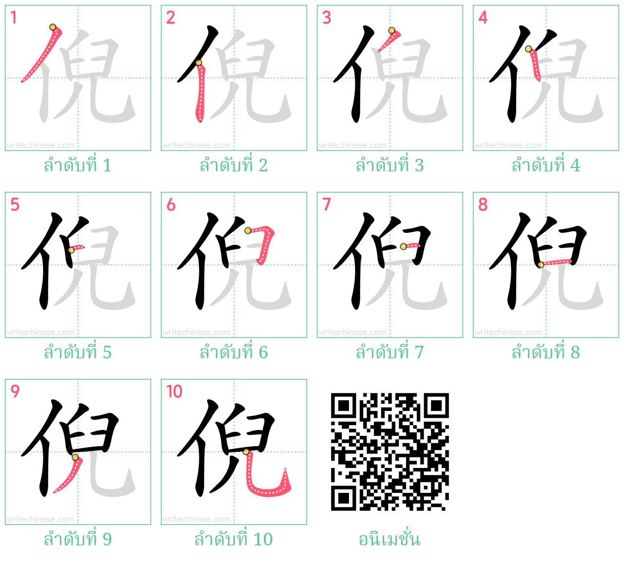 倪 ลำดับการเขียน