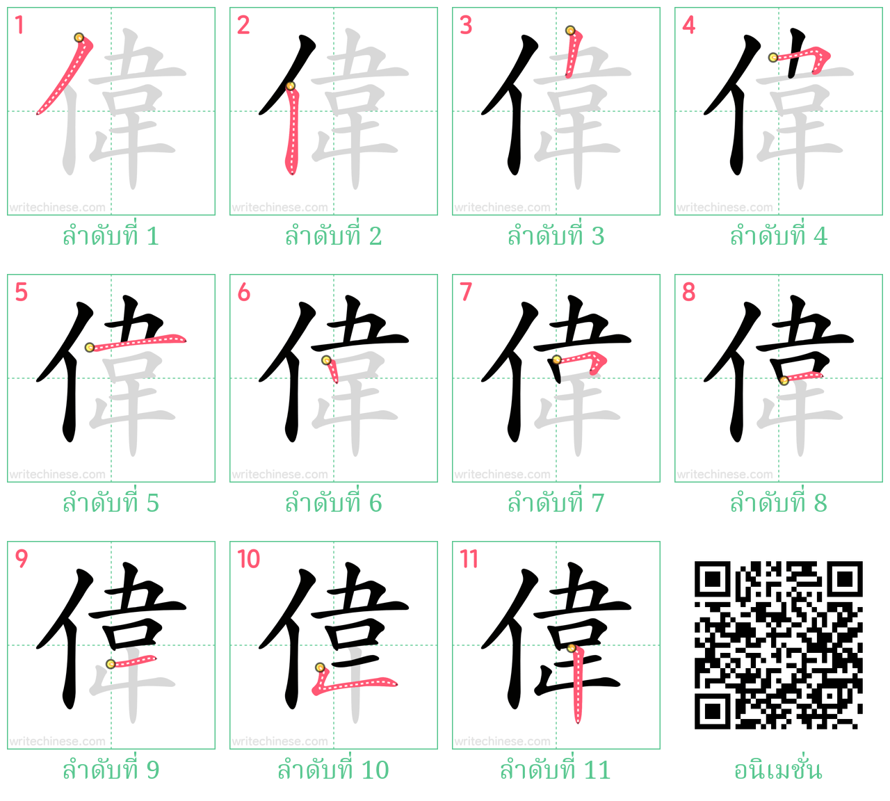 偉 ลำดับการเขียน