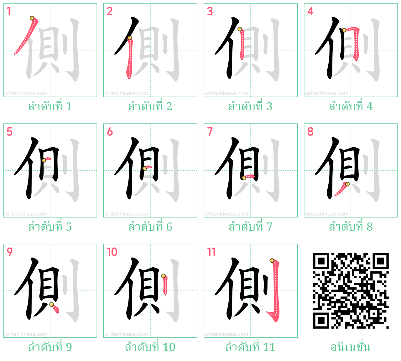 側 ลำดับการเขียน