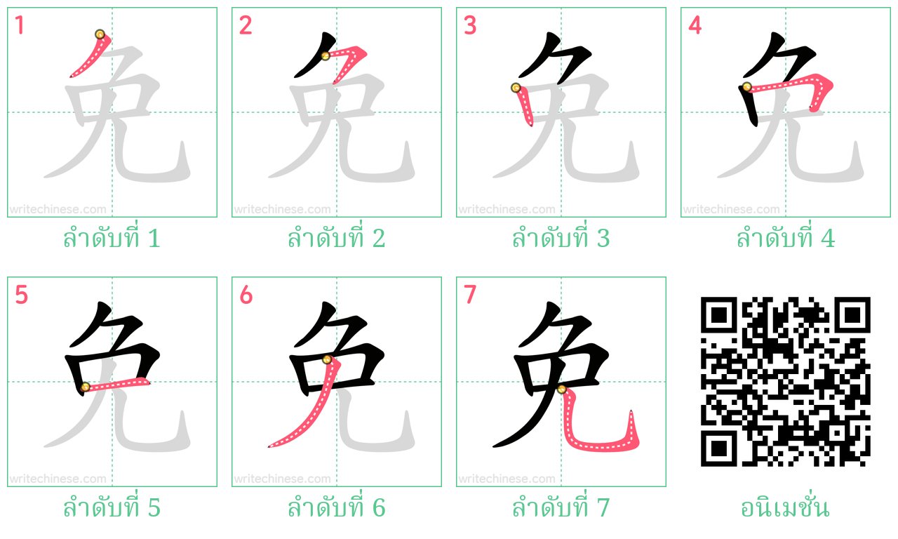 免 ลำดับการเขียน