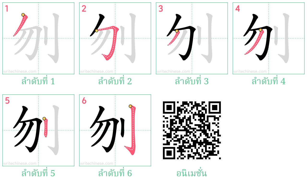 刎 ลำดับการเขียน