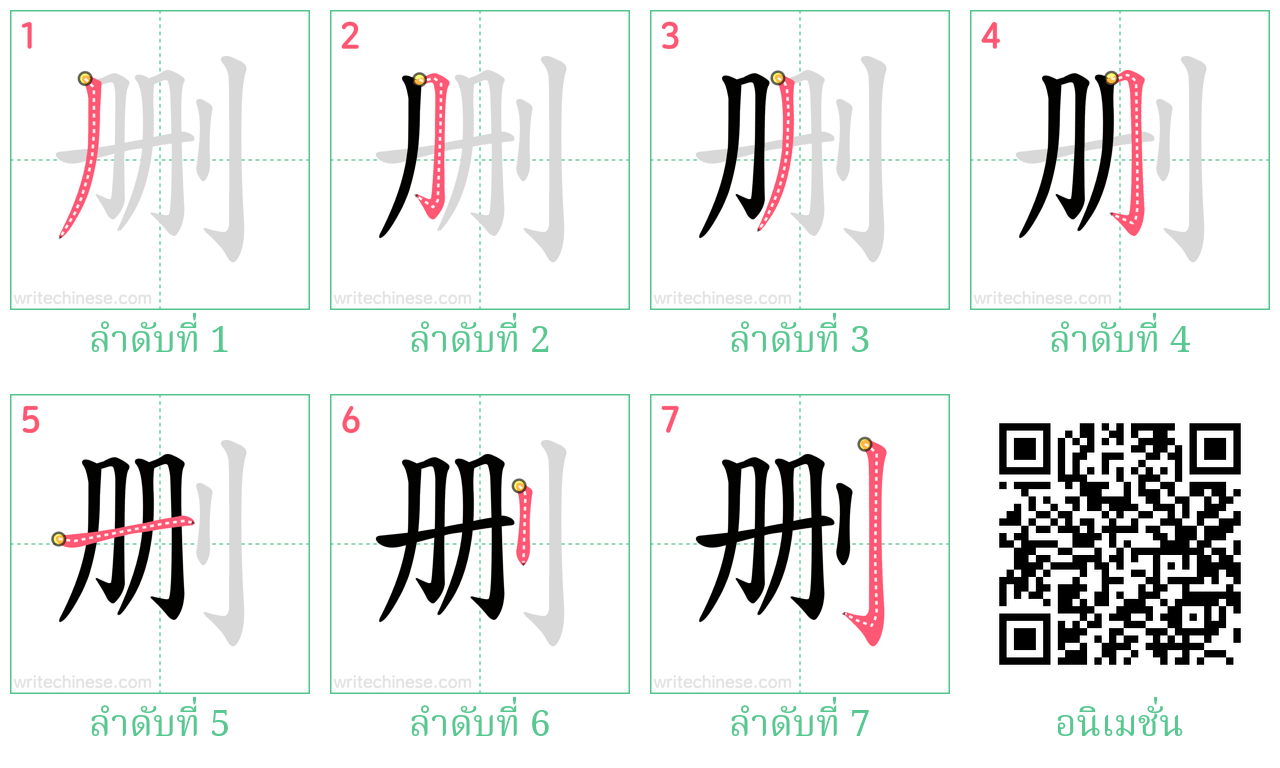 删 ลำดับการเขียน