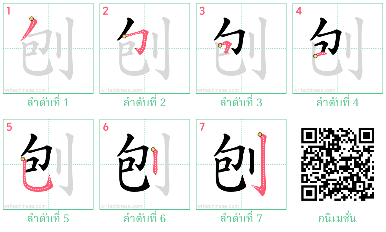 刨 ลำดับการเขียน