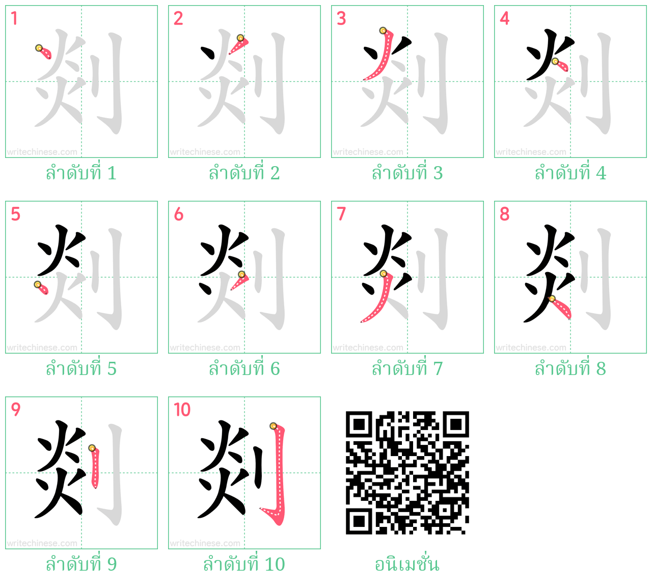 剡 ลำดับการเขียน