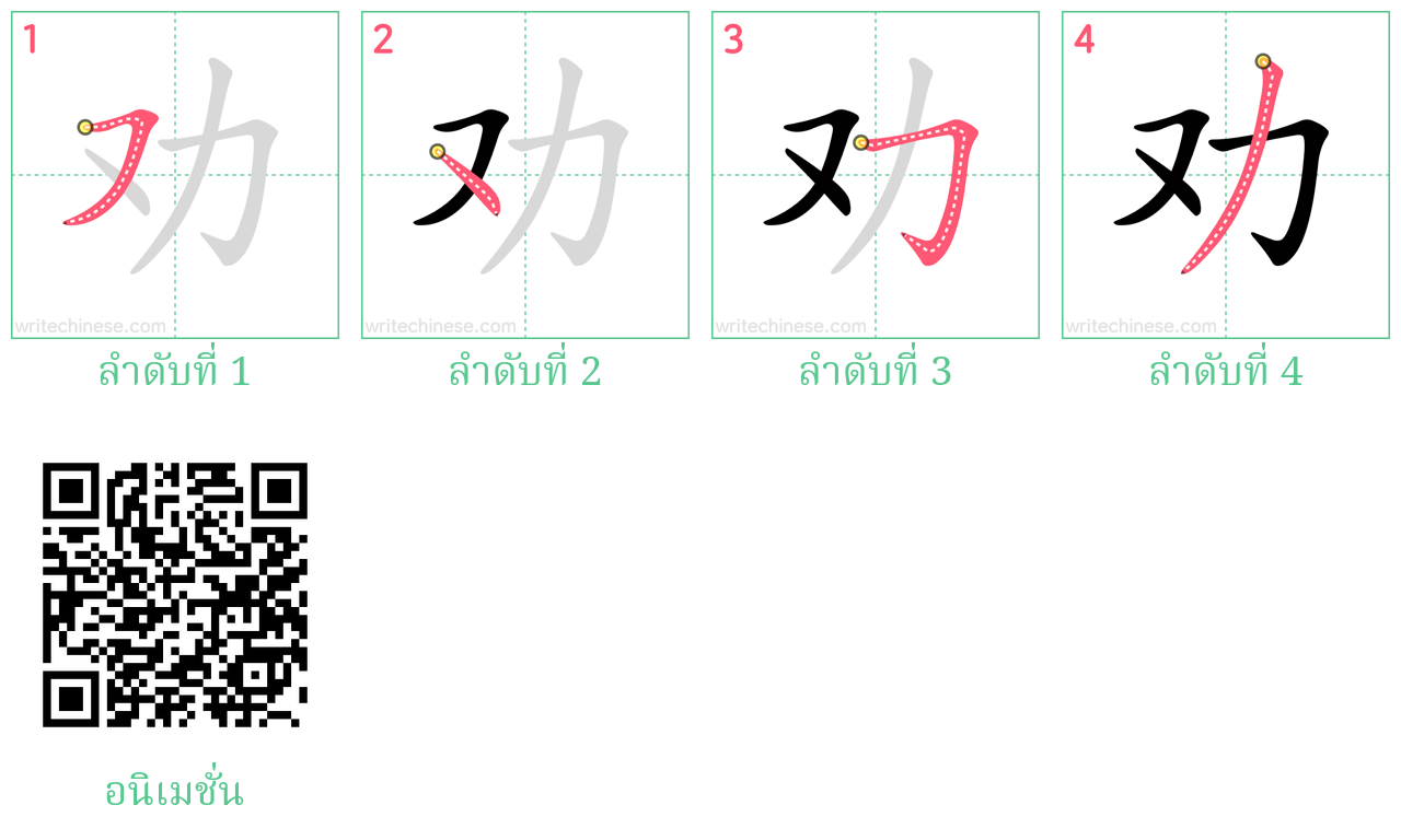 劝 ลำดับการเขียน