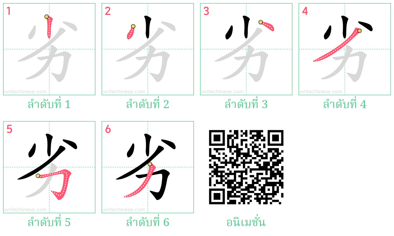 劣 ลำดับการเขียน