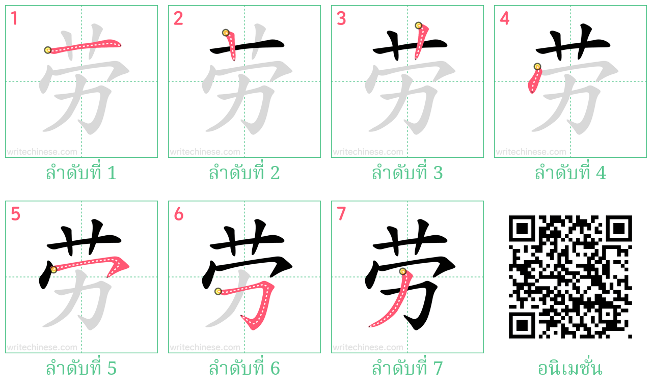 劳 ลำดับการเขียน