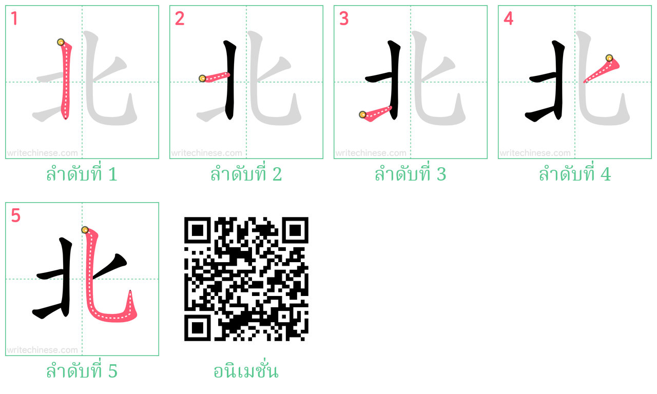 北 ลำดับการเขียน