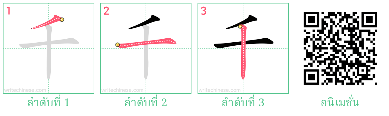 千 ลำดับการเขียน