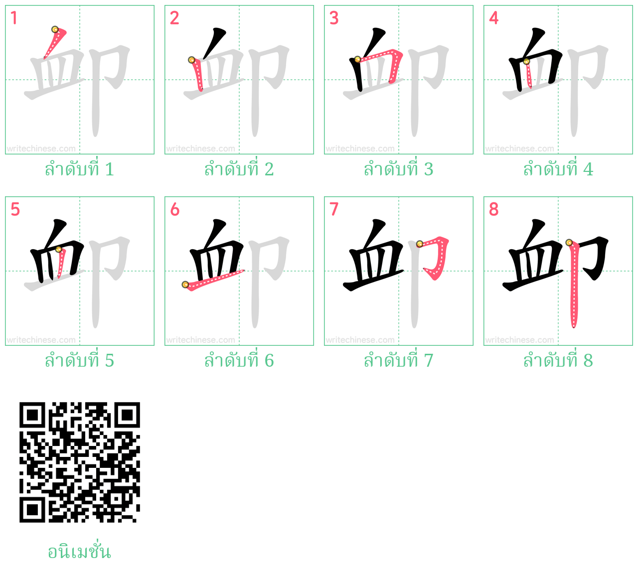 卹 ลำดับการเขียน