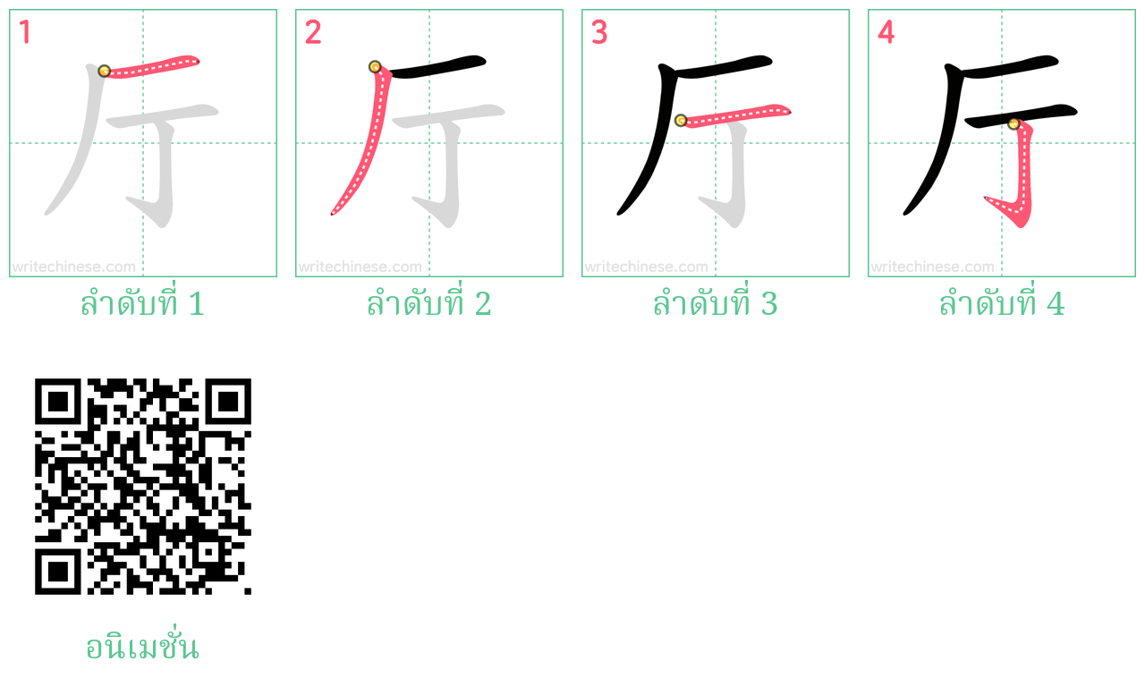 厅 ลำดับการเขียน