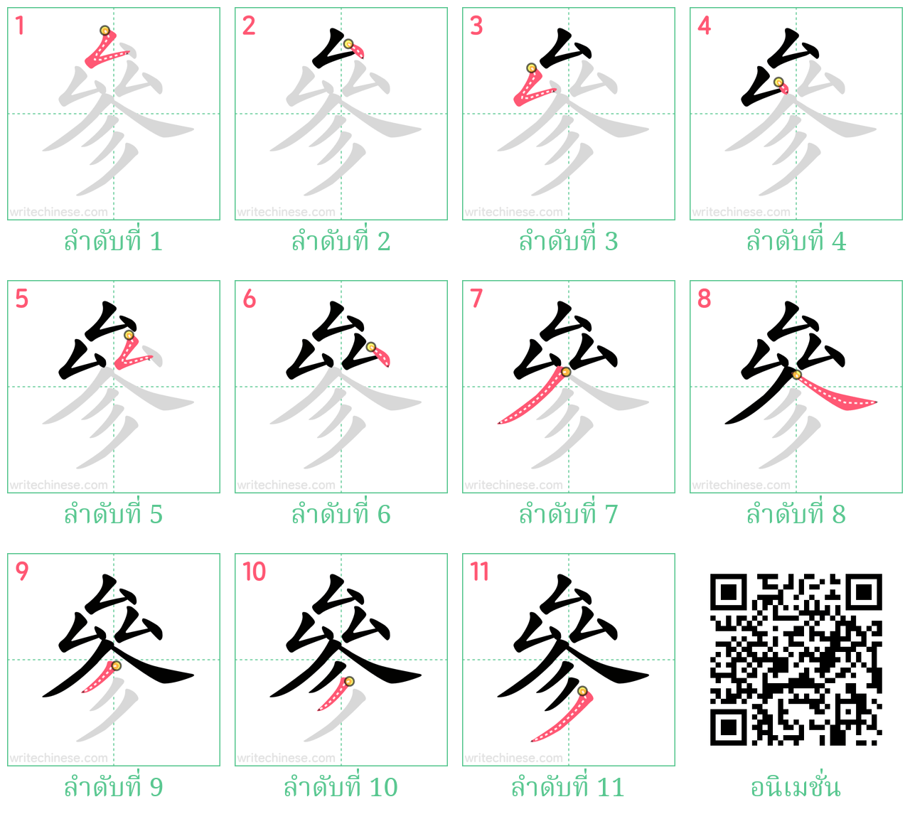 參 ลำดับการเขียน