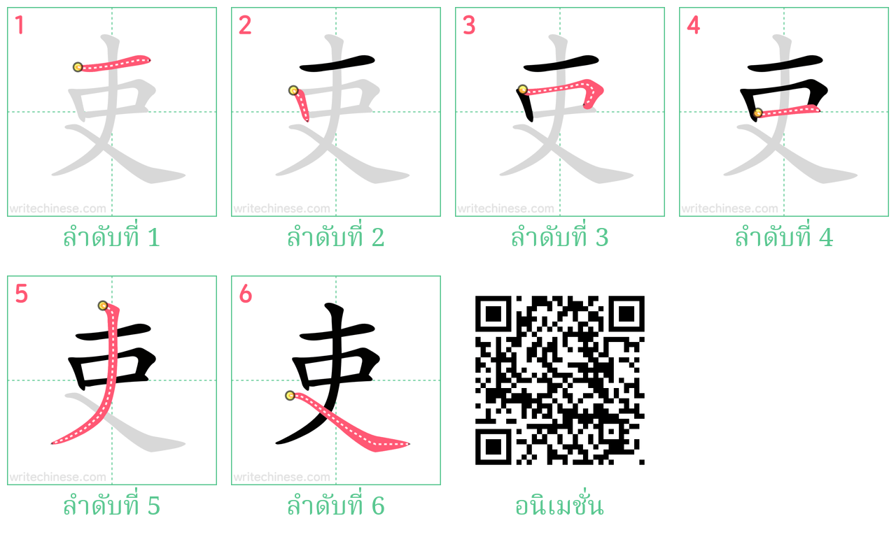 吏 ลำดับการเขียน