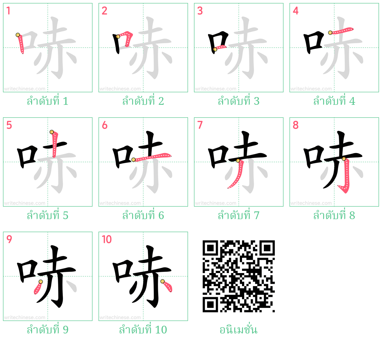 哧 ลำดับการเขียน