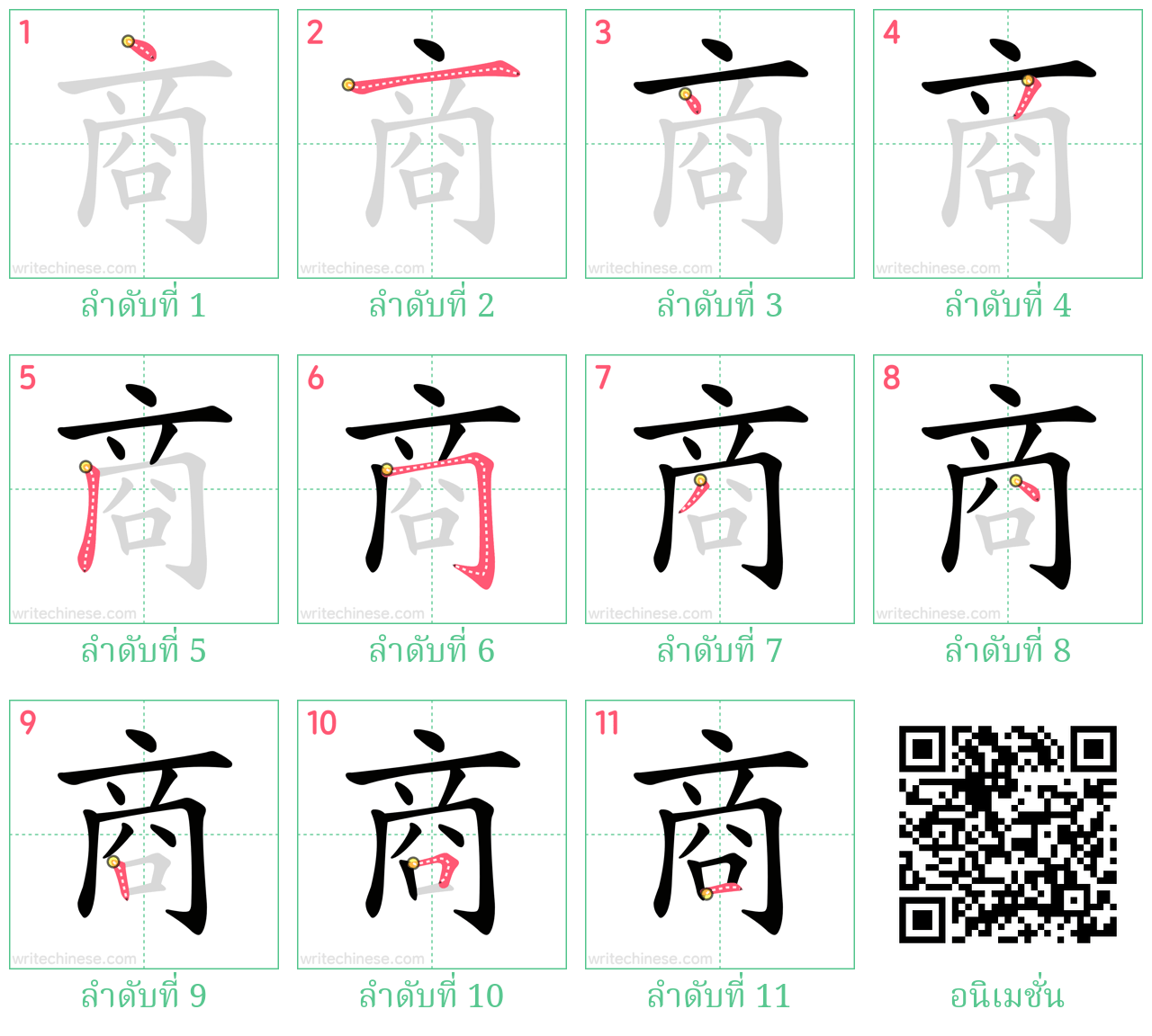 商 ลำดับการเขียน