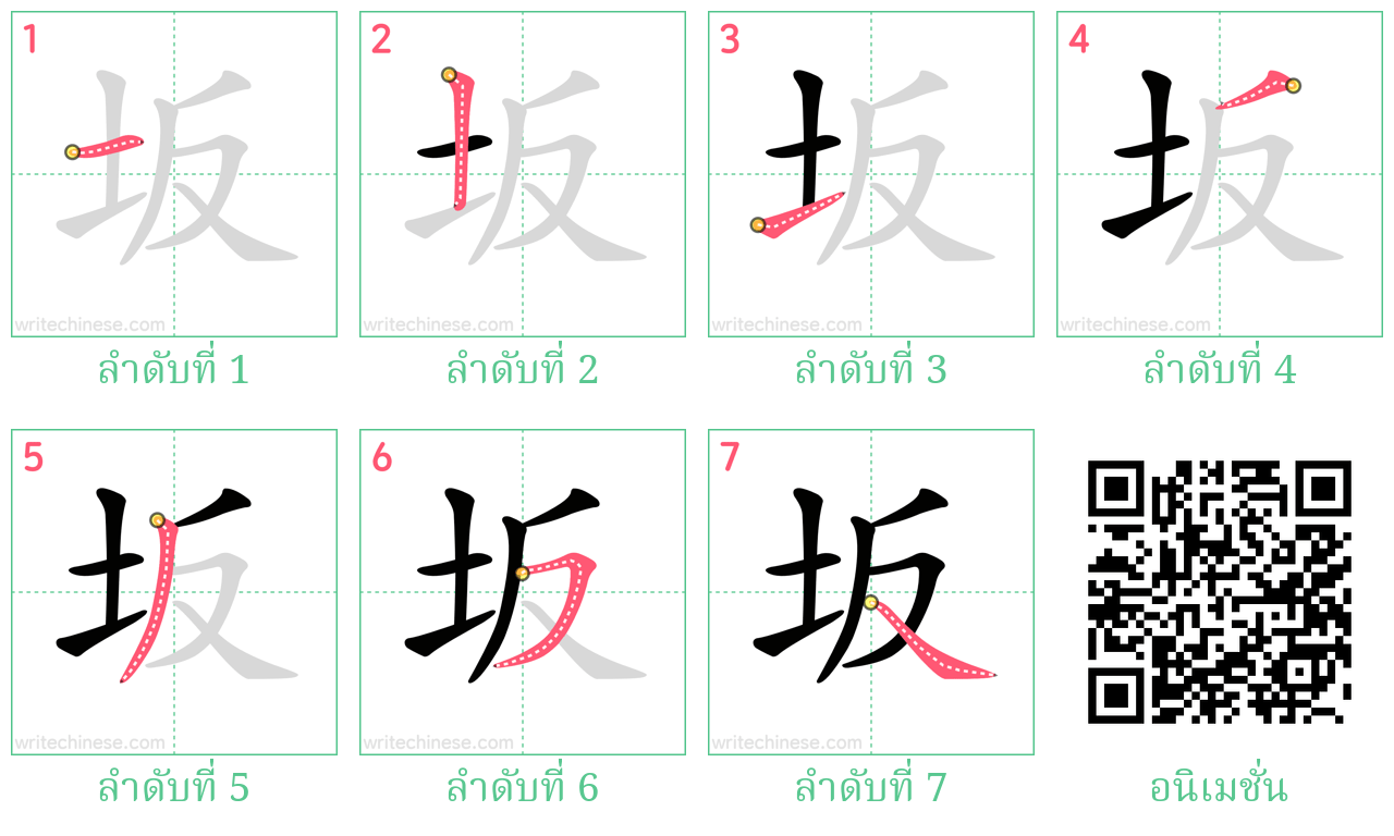 坂 ลำดับการเขียน