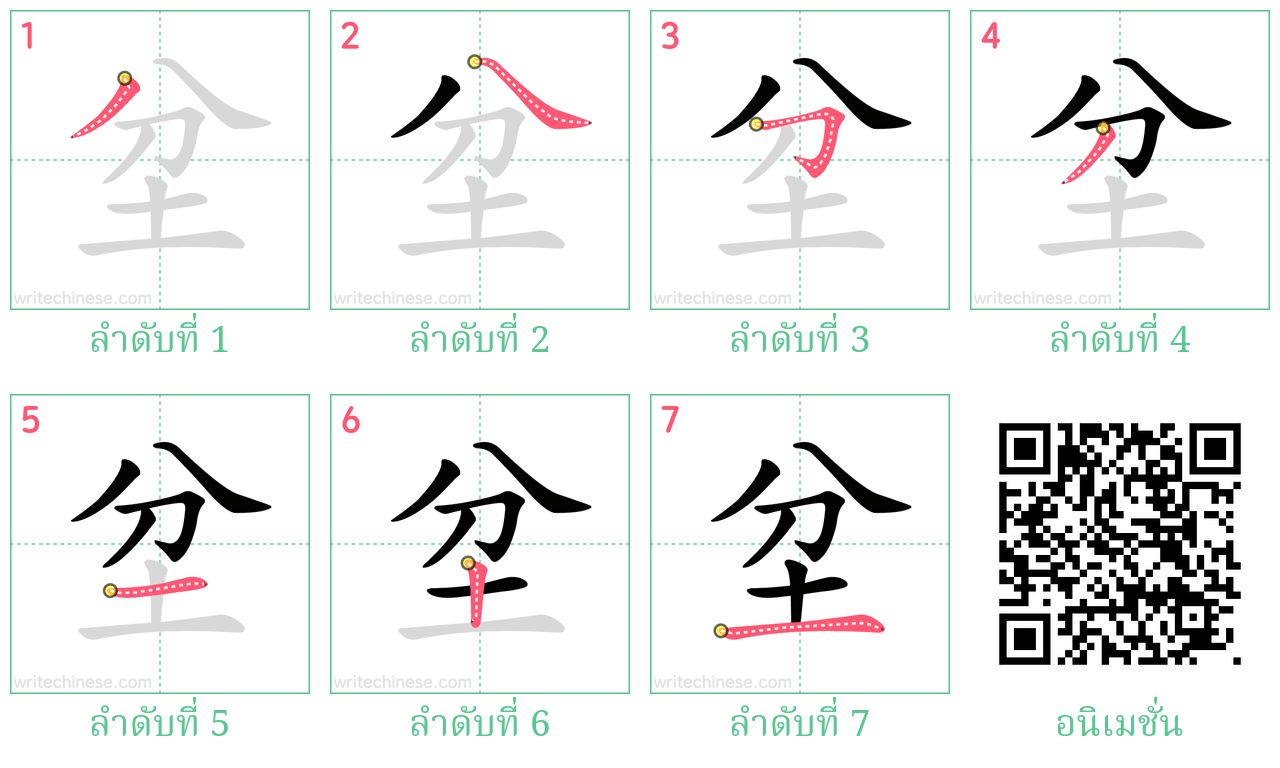 坌 ลำดับการเขียน