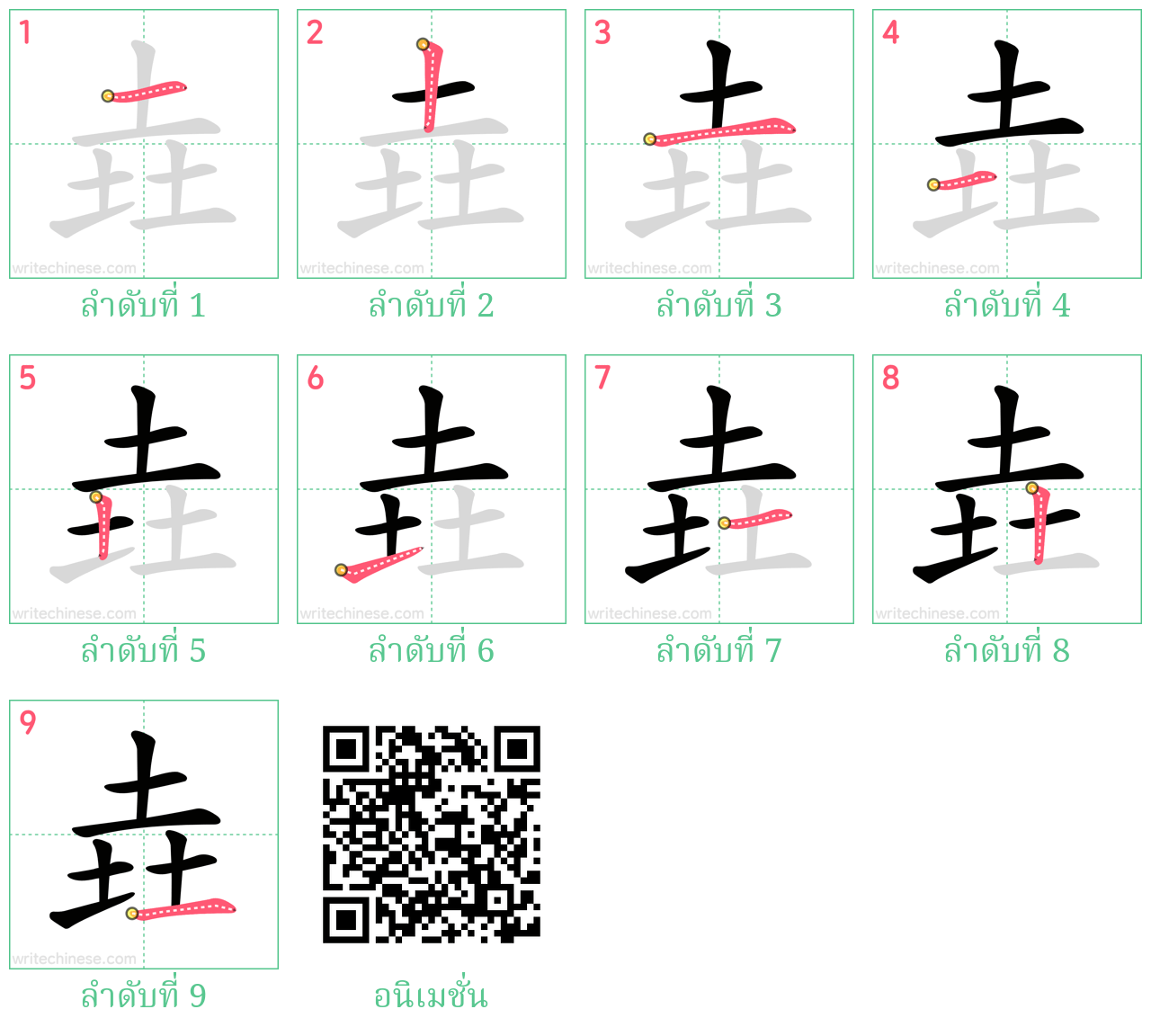 垚 ลำดับการเขียน