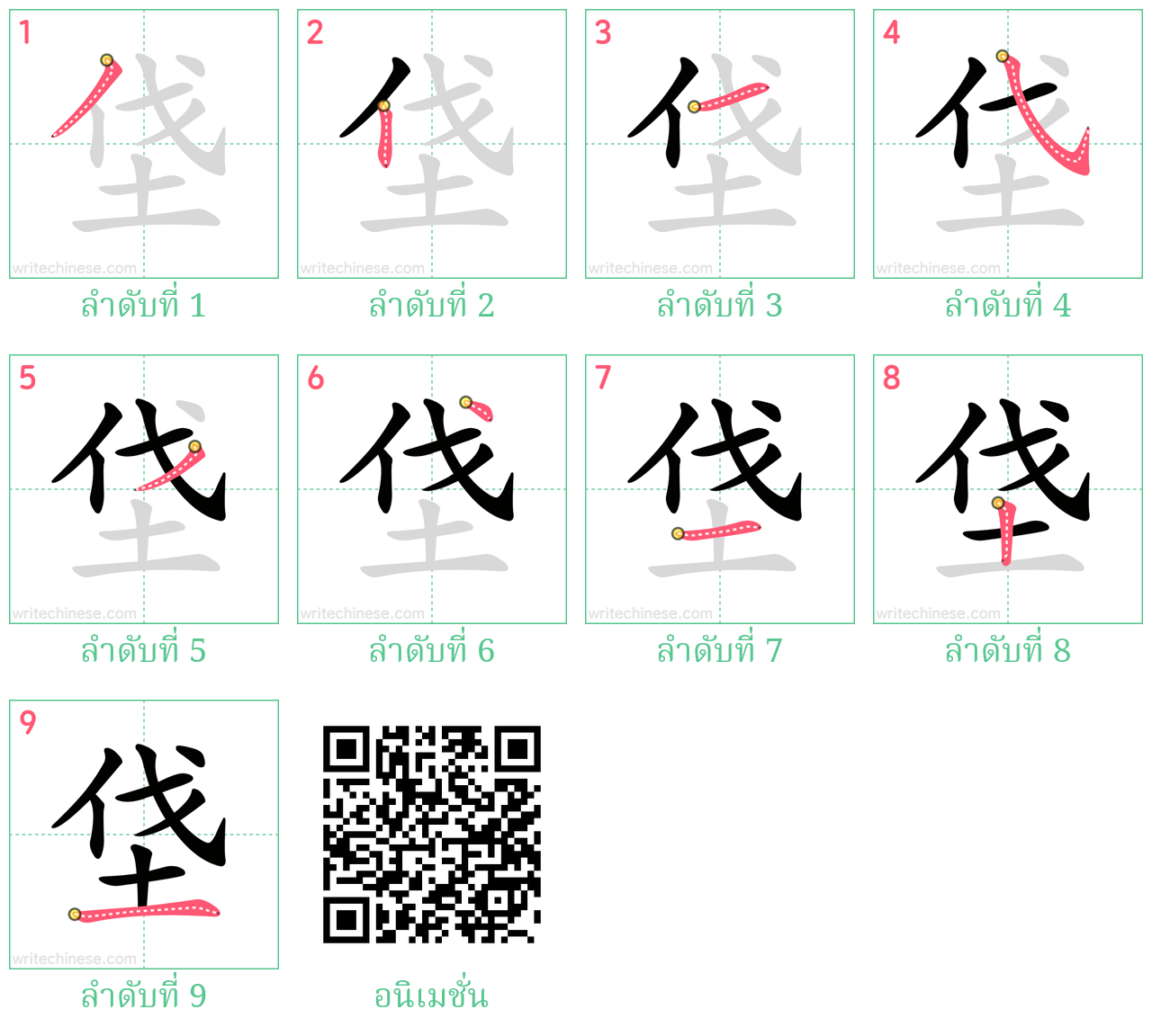 垡 ลำดับการเขียน