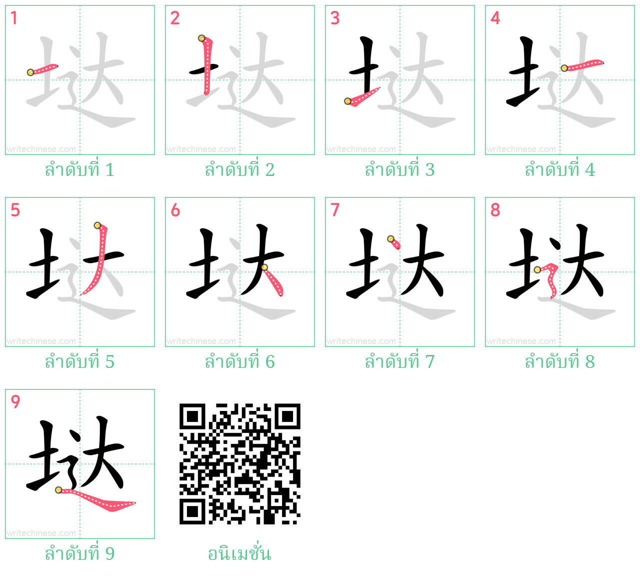 垯 ลำดับการเขียน