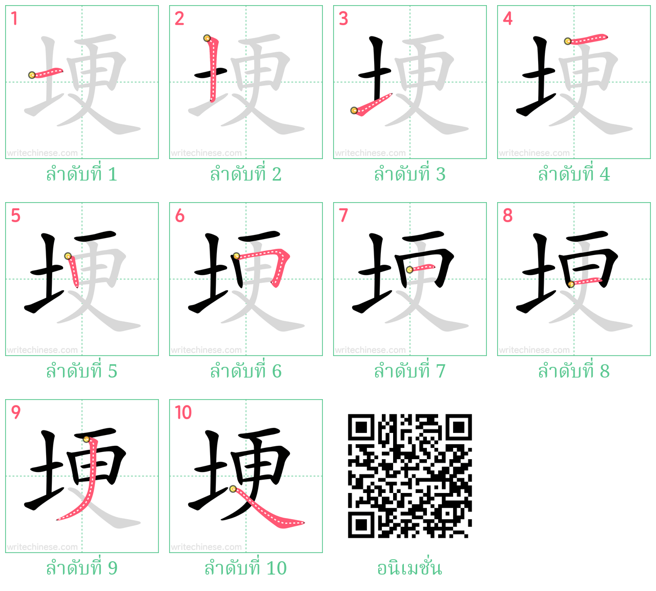 埂 ลำดับการเขียน