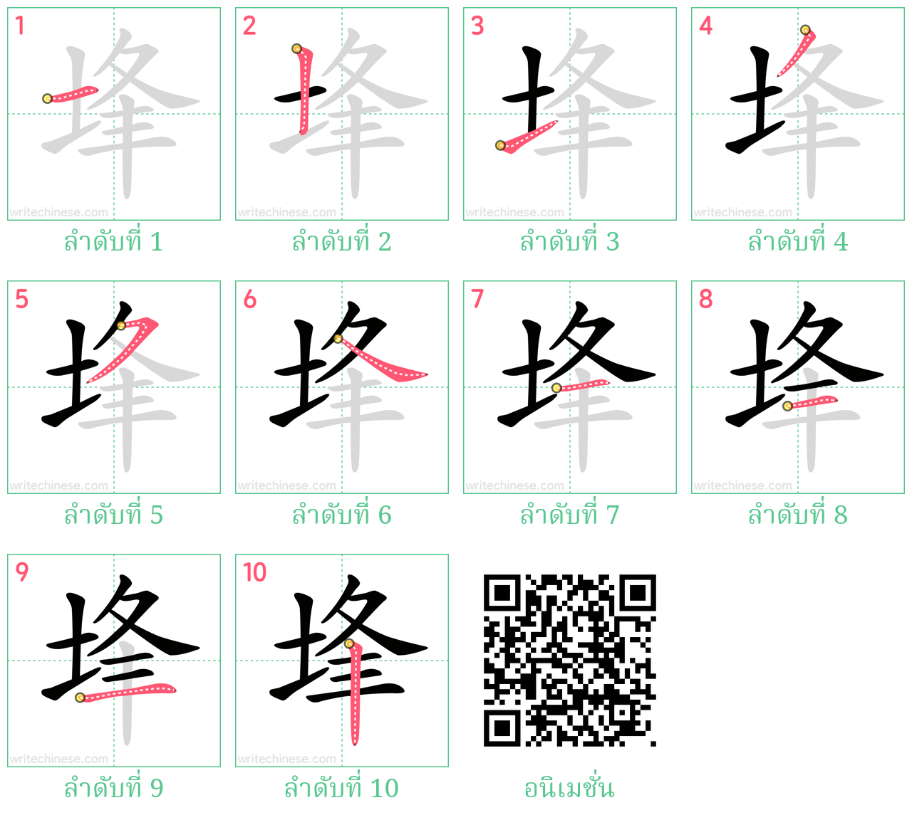 埄 ลำดับการเขียน