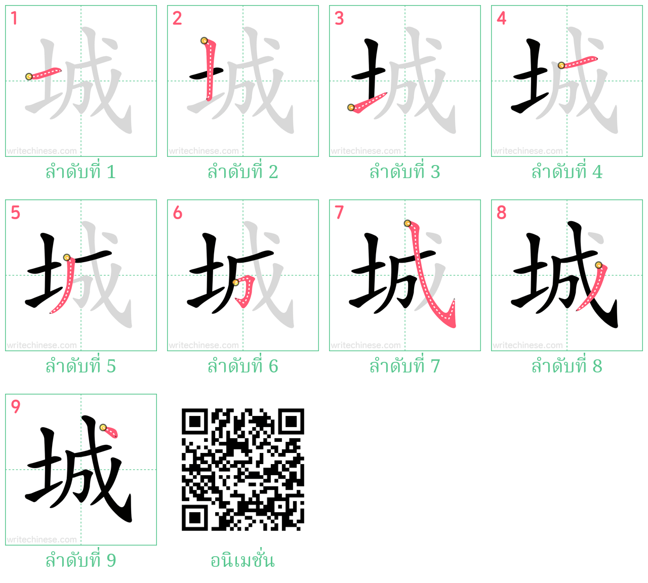 城 ลำดับการเขียน