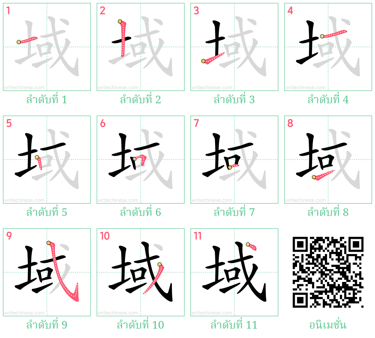 域 ลำดับการเขียน