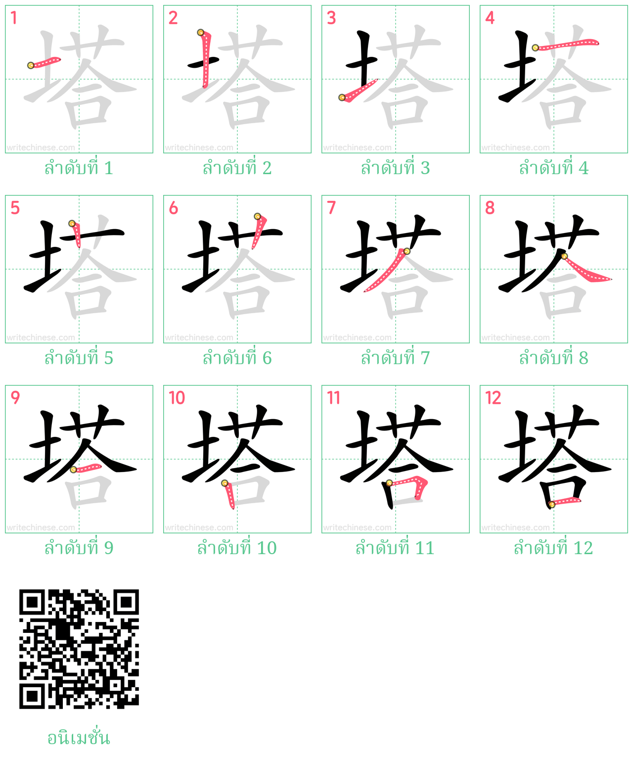 塔 ลำดับการเขียน