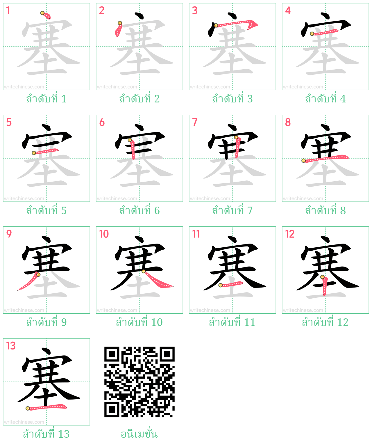 塞 ลำดับการเขียน