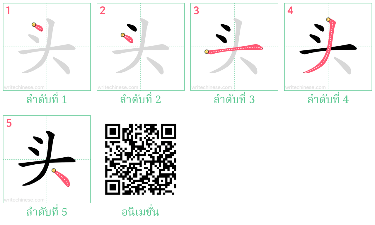 头 ลำดับการเขียน