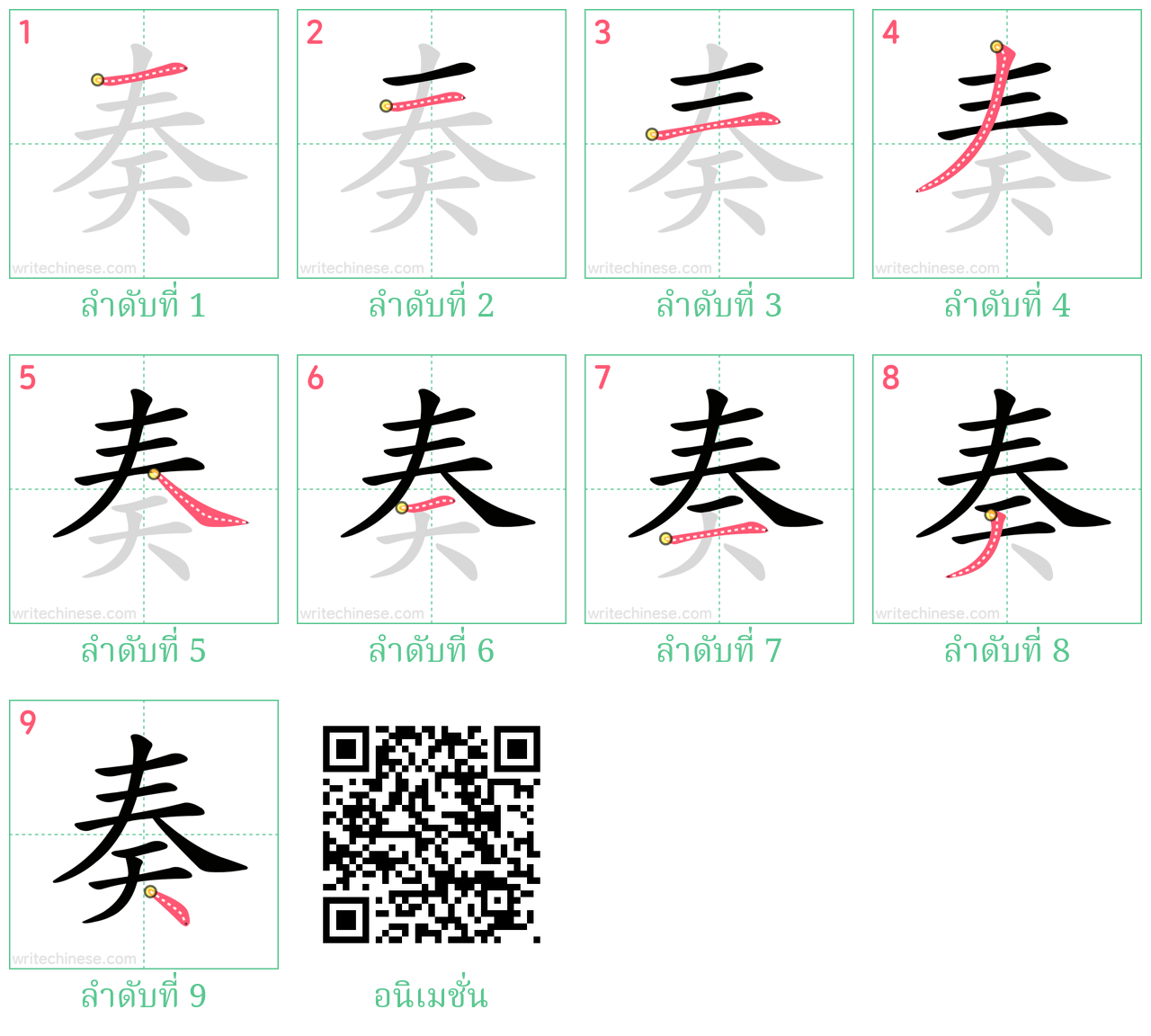 奏 ลำดับการเขียน