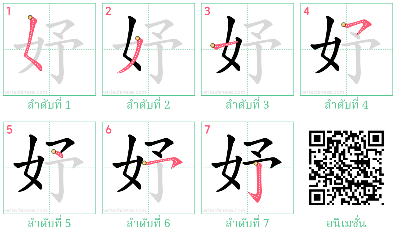 妤 ลำดับการเขียน