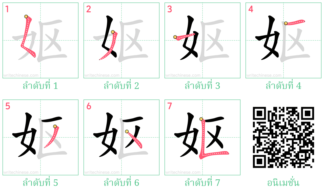 妪 ลำดับการเขียน