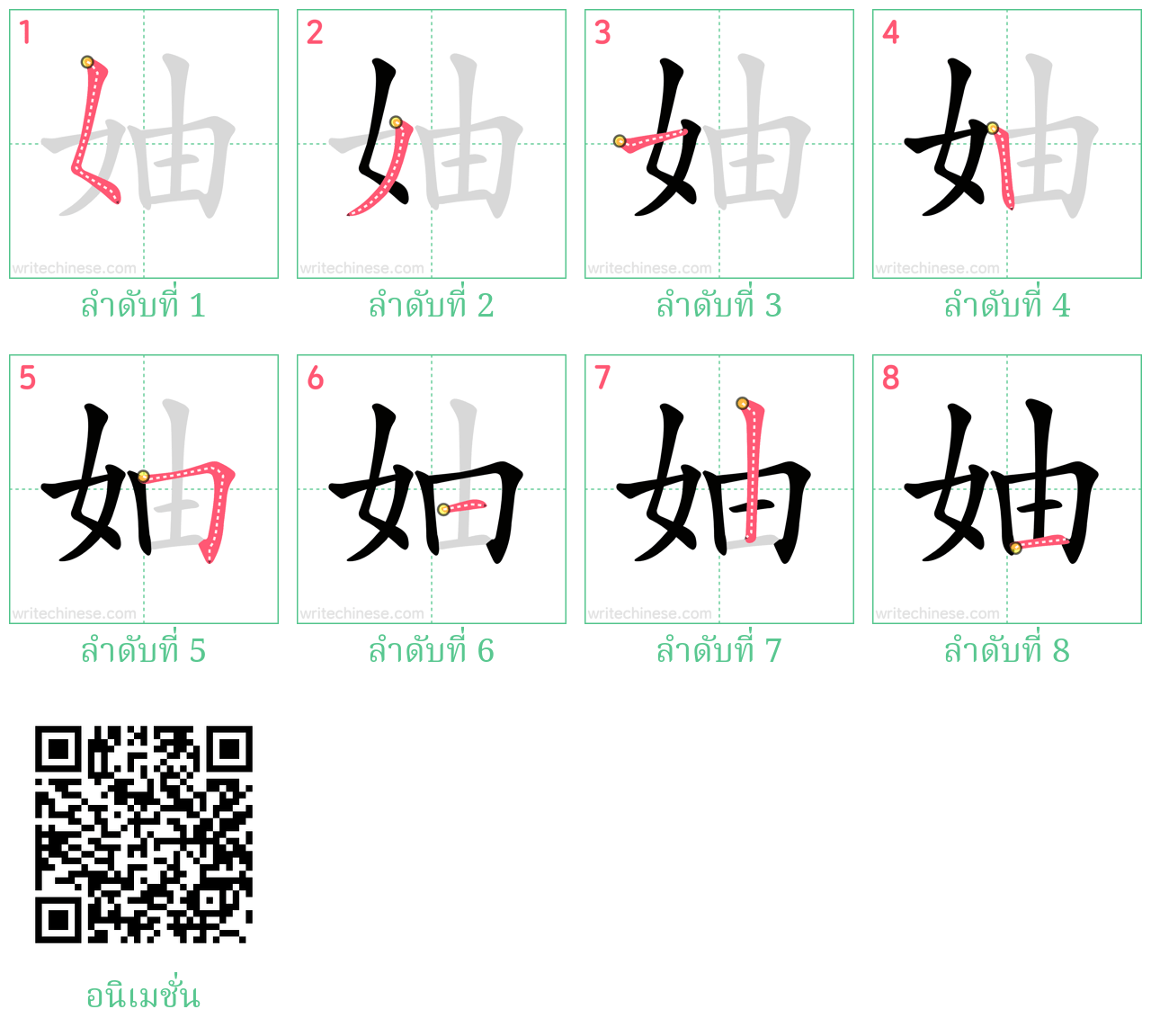 妯 ลำดับการเขียน