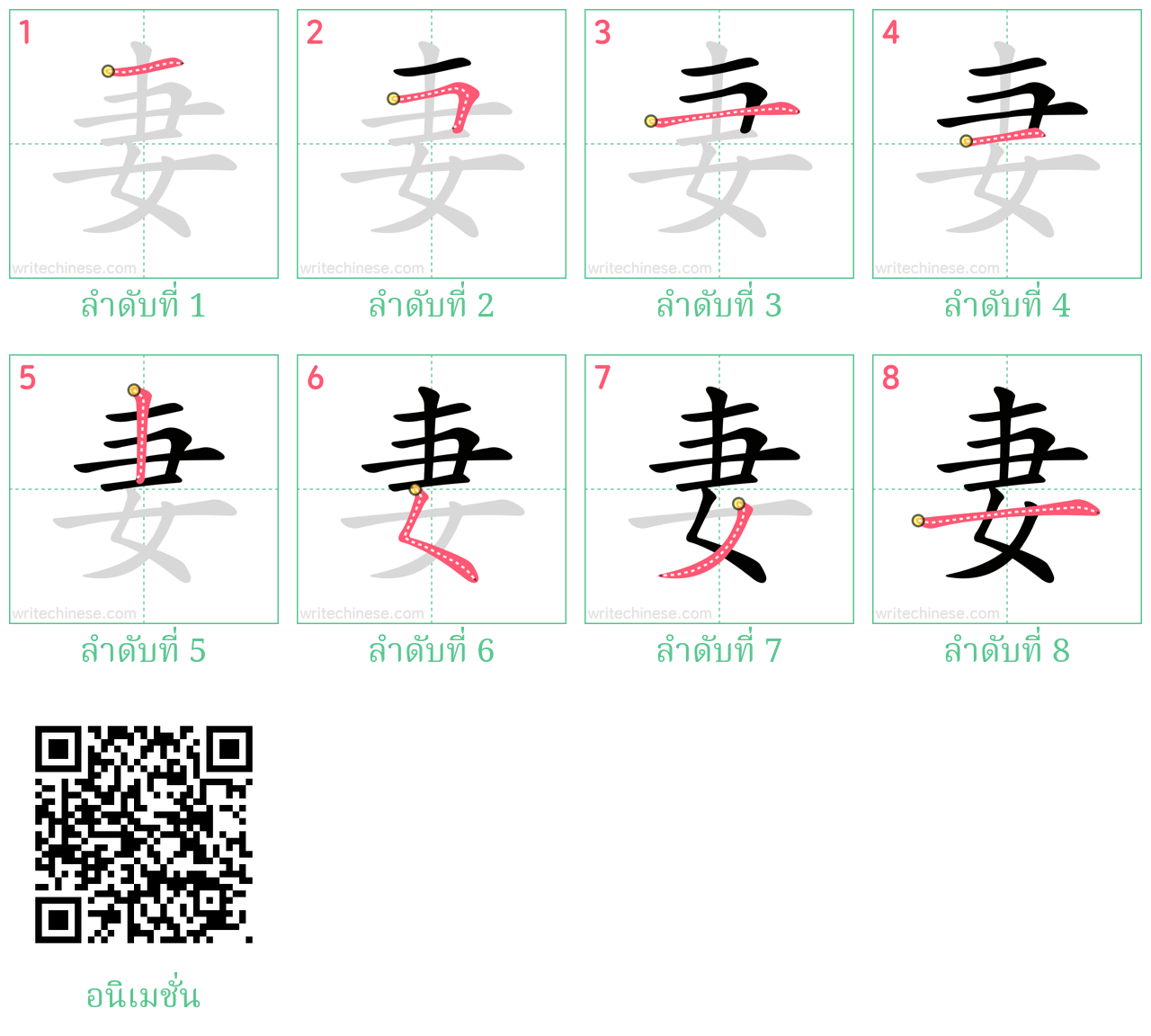 妻 ลำดับการเขียน