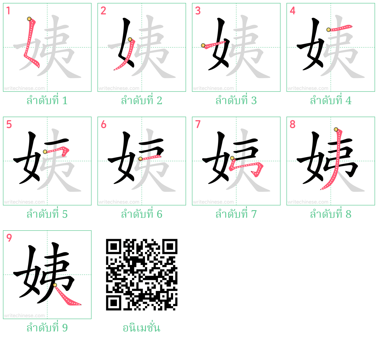 姨 ลำดับการเขียน