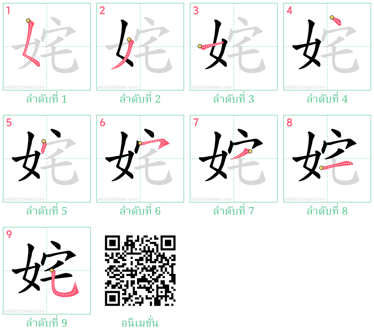 姹 ลำดับการเขียน