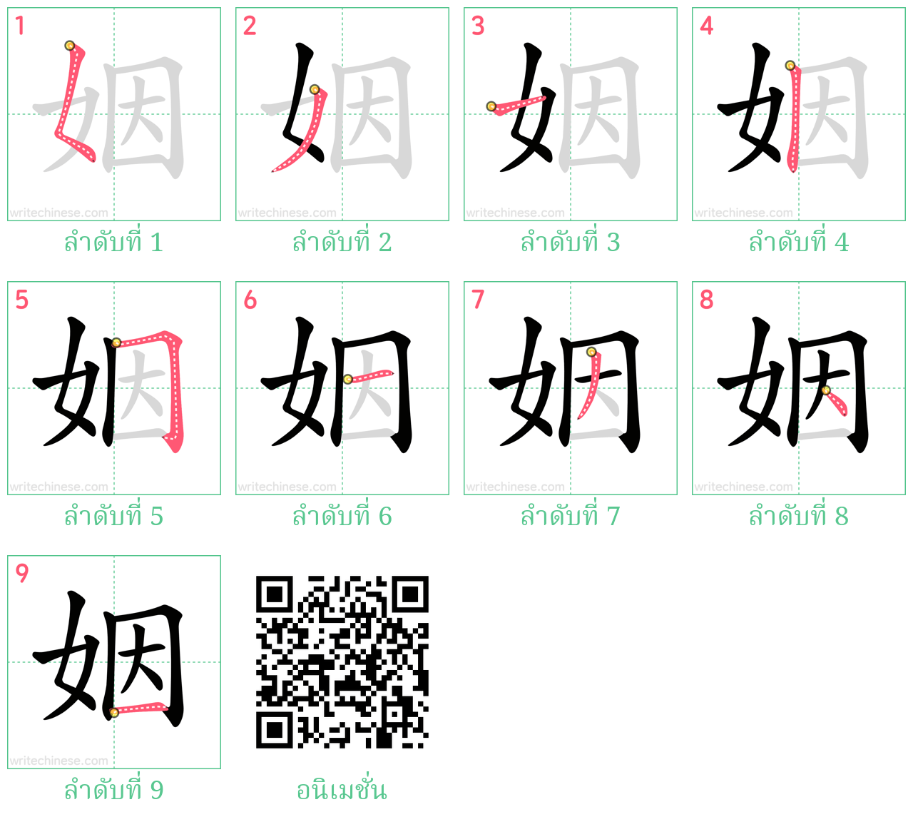 姻 ลำดับการเขียน