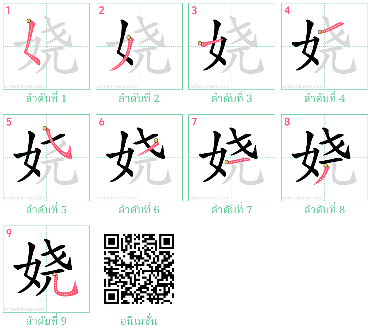 娆 ลำดับการเขียน